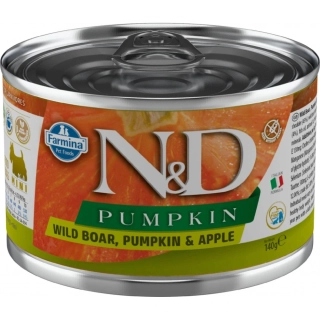 N&D Dog Pumpkin Adult Mini konzerva pro psy divočák, jablko 140 g