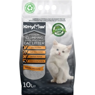 KITTYMAX hrudkující, bezprašný bílý bentonit 10 l