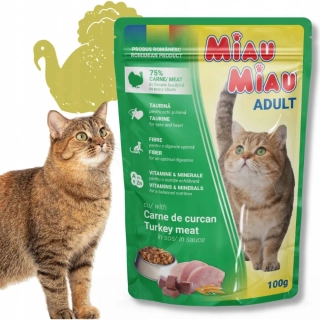 Miau Miau kapsička pro kočky Adult krůta ve šťávě 100 g