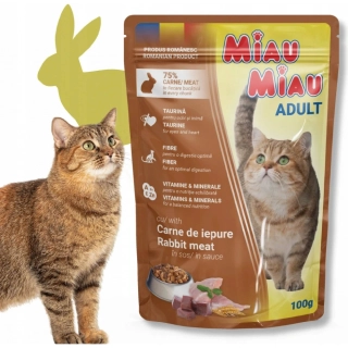 Miau Miau kapsička pro kočky Adult králík 100 g