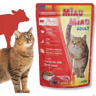 Miau Miau kapsička pro kočky Adult hovězí 100 g
