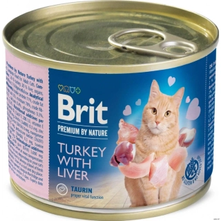 Brit Premium by Nature konzerva pro kočky s krůtou a játry 200 g