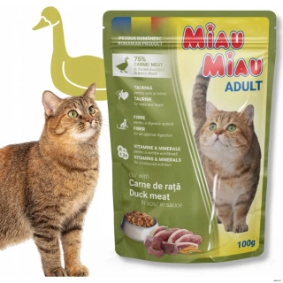 Miau Miau kapsička pro kočky Adult kachna 100 g