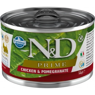 N&D Dog Prime Adult Mini konzerva pro psy kuře, granátové jablko 140 g