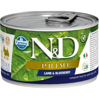 N&D Dog Prime Adult Mini konzerva pro psy jehně, borůvka 140 g