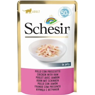 Schesir Cat kapsička pro kočky Adult kuře a šunka 50 g
