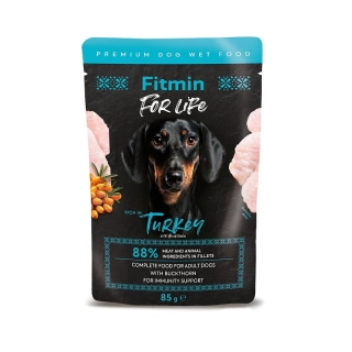 Fitmin For Life kapsička pro psy krůtí s  rakytníkem 85 g