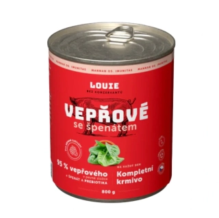 Louie Dog konzerva pro psy vepřové, špenát, prebiotika 800 g