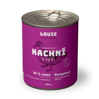 Louie Dog konzerva pro psy kachna, rýže 800 g