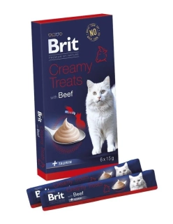 Brit Premium by Nature Cat krémová pochoutka pro kočky hovězí 6*15 g