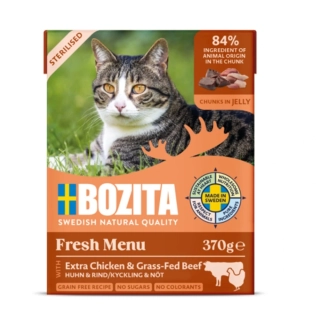 Bozita Cat Sterilised kousky v želé s kuřecím a hovězím, tetrapak 370 g