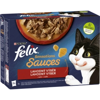 Felix Sensations Sauces kapsička pro kočky  hovězí jehněčí krůta kachna v lahodné omáčce 12 x 85 g