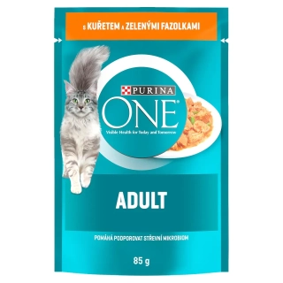 Pro plan Purina ONE Adult  kapsička pro kočky minifiletky  s kuřetem a zelenými fazolkami ve šťávě 85g