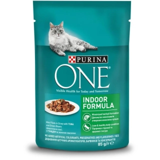 Pro plan Purina One Indoor kapsička pro kočky  tuňák ve šťávě 85 g