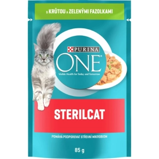 Pro plan Purina One Sterilcat kapsička pro kastrované kočky  s krůtou a zelenými fazolkami ve šťávě 85 g