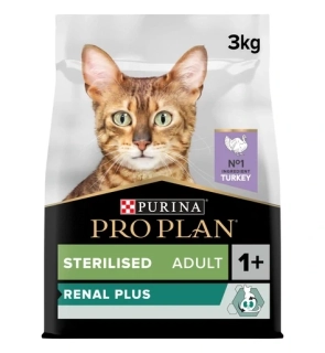 Pro Plan adult steril. Renal Plus granule pro kastrovanou kočku krůta 3kg