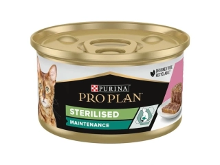 Pro Plan Sterilised Maintenance konzerva pro kastrovanou kočku  tuňák losos paštika 85 g