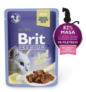 Brit Premium Cat kapsička pro kočky s hovězími filety v želé 85 g