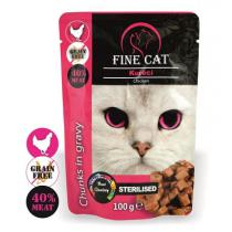 Fine Cat kapsička Grain-Free pro sterilizované kočky s kuřetem v omáčce 100 g
