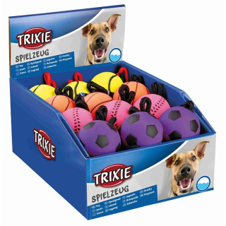 Trixie - Sportovní míč na šňůře, mechová guma, 6cm/30cm 