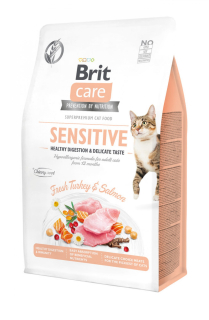 Brit Care Cat Grain-Free Sensitive krůta a losos granule pro zdravé trávení a chuť pro kočky 0,4 kg