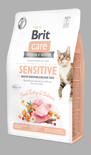 Brit Care Cat Grain-Free Sensitive krůta a losos granule pro zdravé trávení a chuť  pro kočky 2 kg