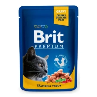 Brit Premium Cat kapsička pro kočky s lososem a pstruhem v omáčce 100 g