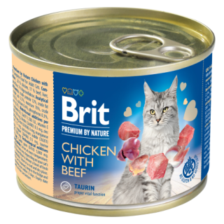 Brit Premium by Nature konzerva pro kočky s kuřetem a hovězím 200 g