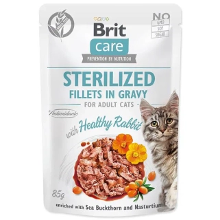 Brit Care Cat kapsička pro sterilizované kočky s králičími filety v omáčce 85 g